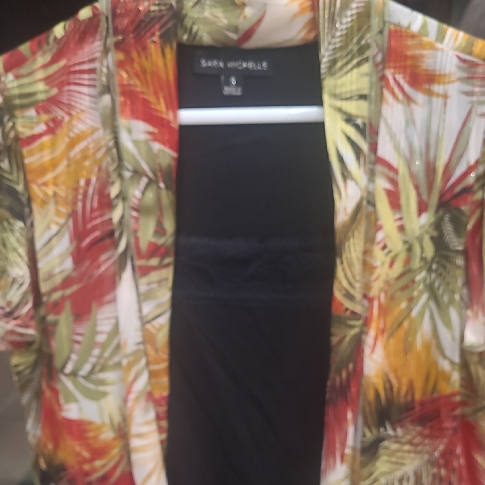 Sara Michelle Sheer Cardigan with Leaf Print - Picture 3 of 3